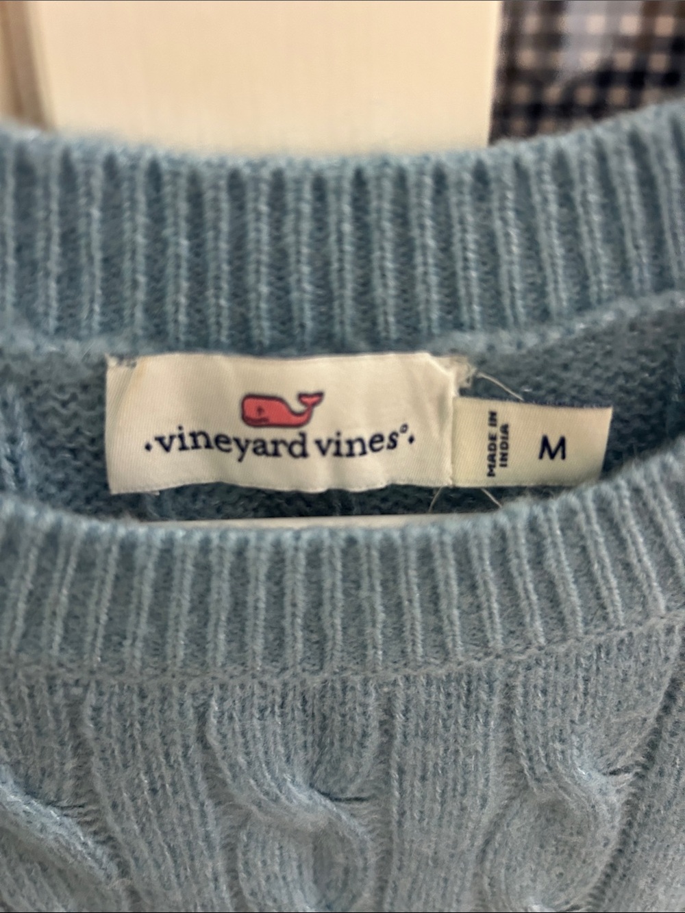 Vineyard Vines Sky Blue Cable Knit Crewneck Sweater - Picture 2 of 3